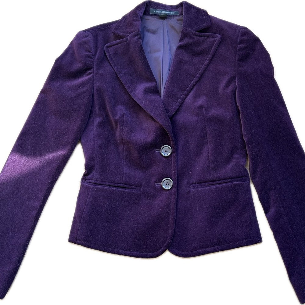 Express Deep Purple Women's Velvet Blazer